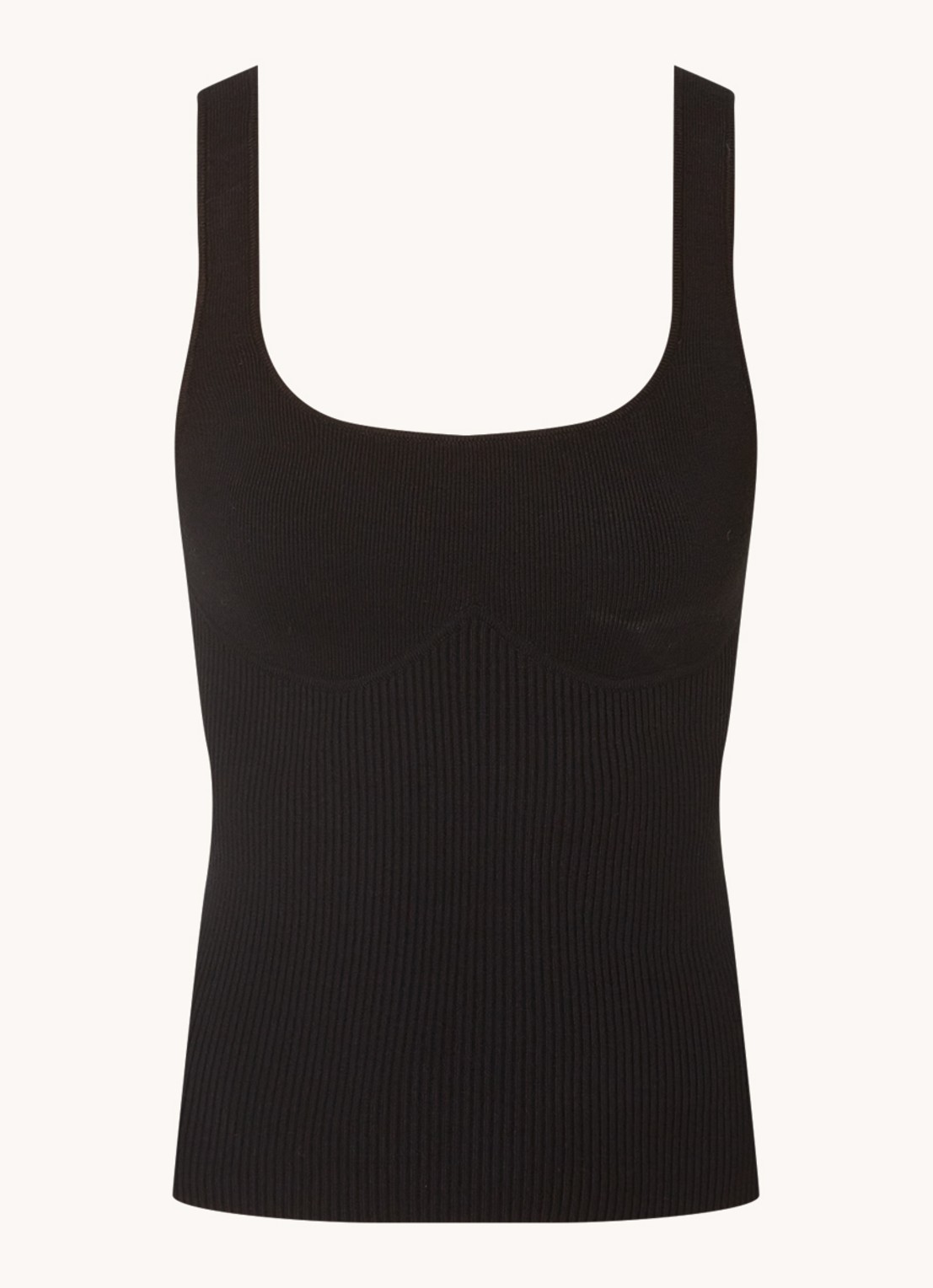ba&sh Oxmo ribgebreide tanktop met stretch - voorkant 3 zwart