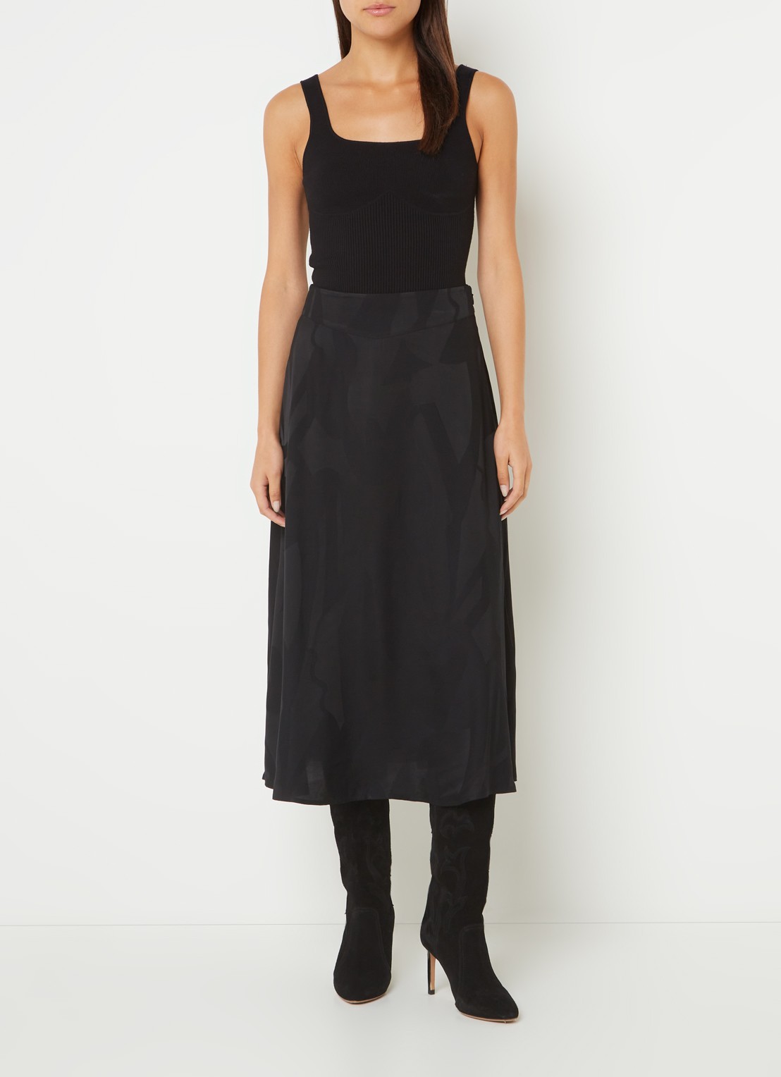 ba&sh Oxmo ribgebreide tanktop met stretch - voorkant 4 zwart