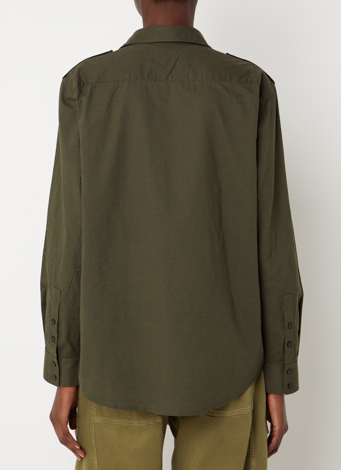 ba&sh Palani blouse met borstzakken - achterkant bronsgroen