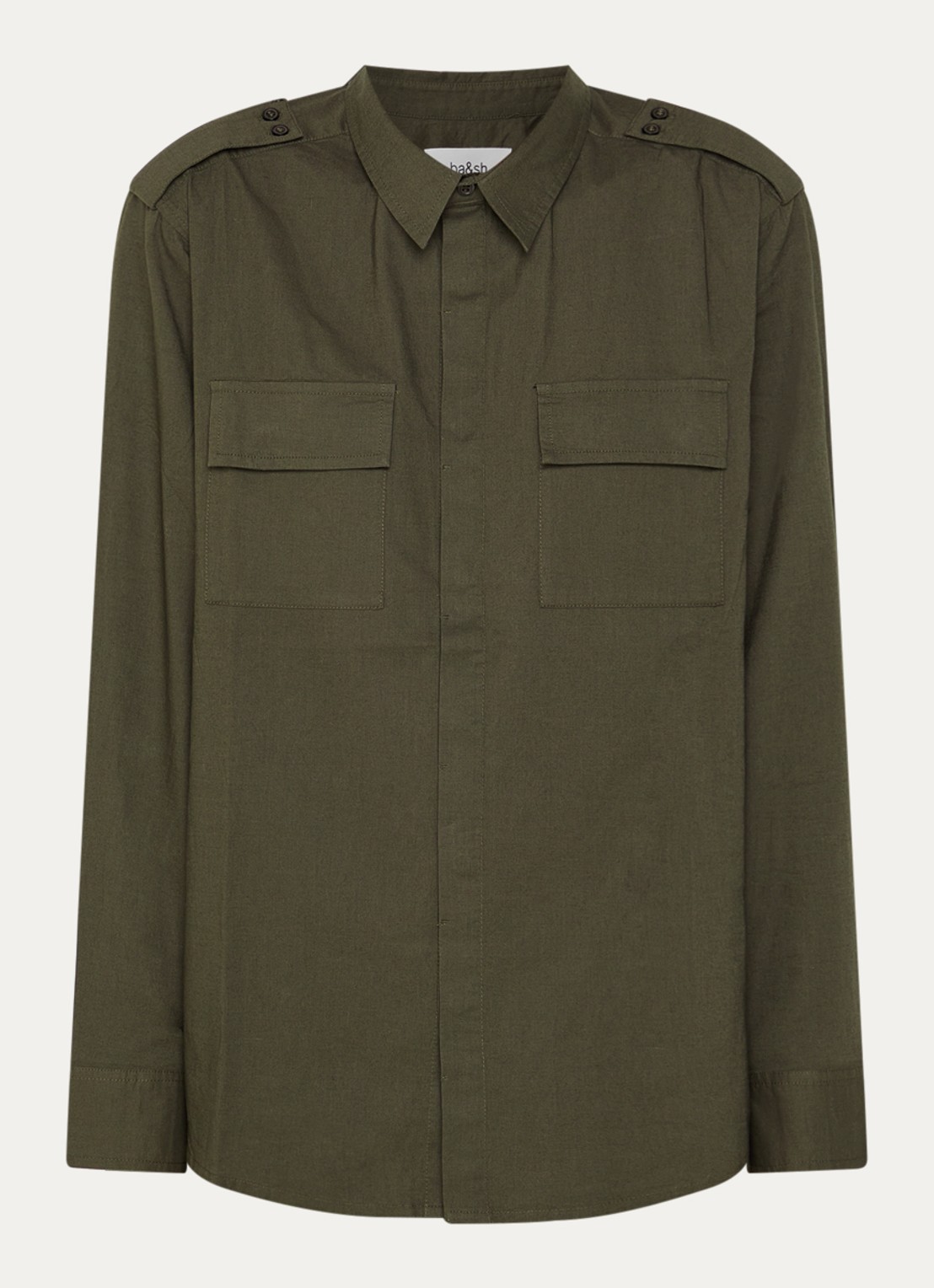 ba&sh Palani blouse met borstzakken - voorkant 2 bronsgroen