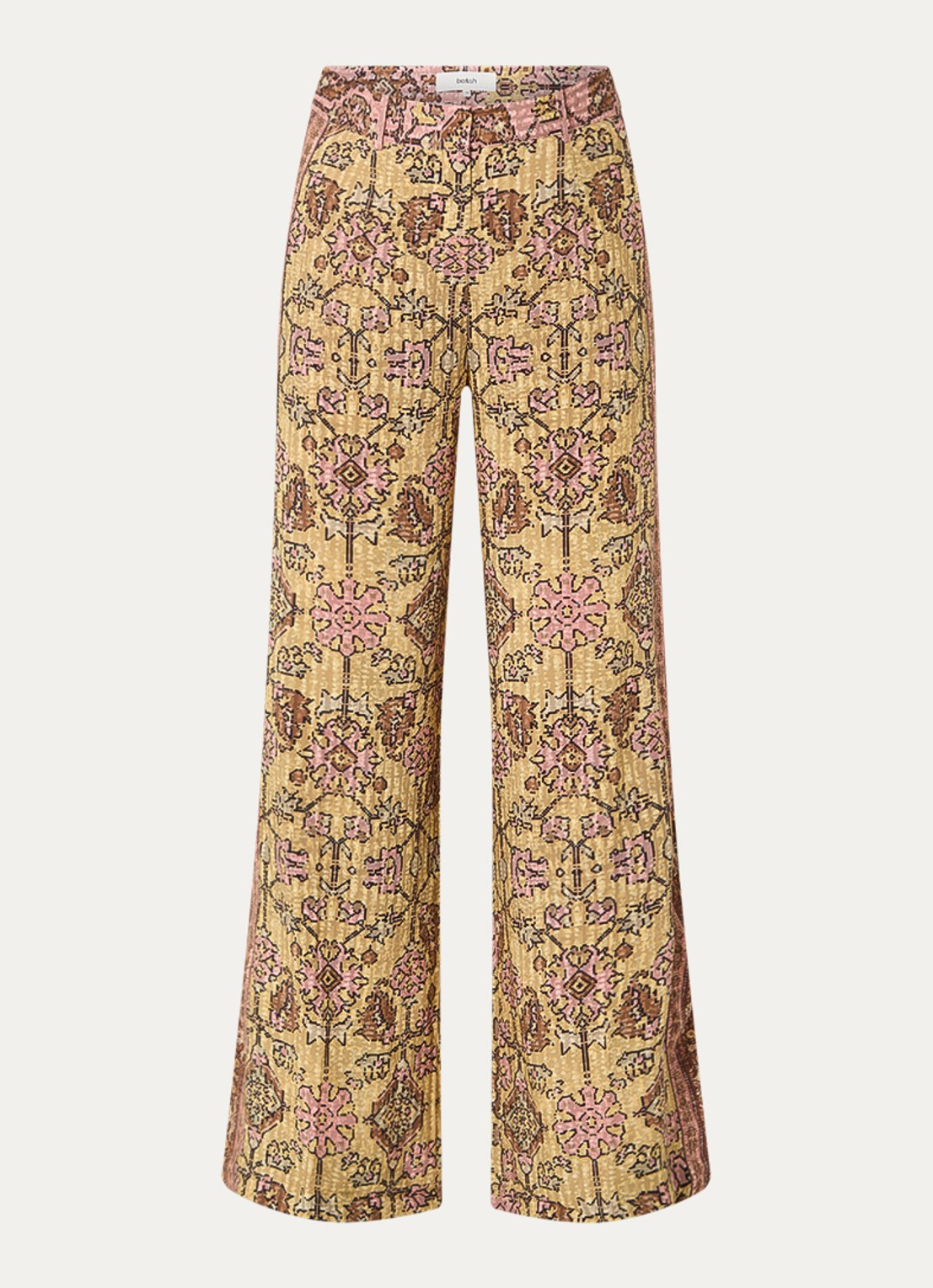 ba&sh Pali high waist loose fit pantalon met grafische print - voorkant 3 geel