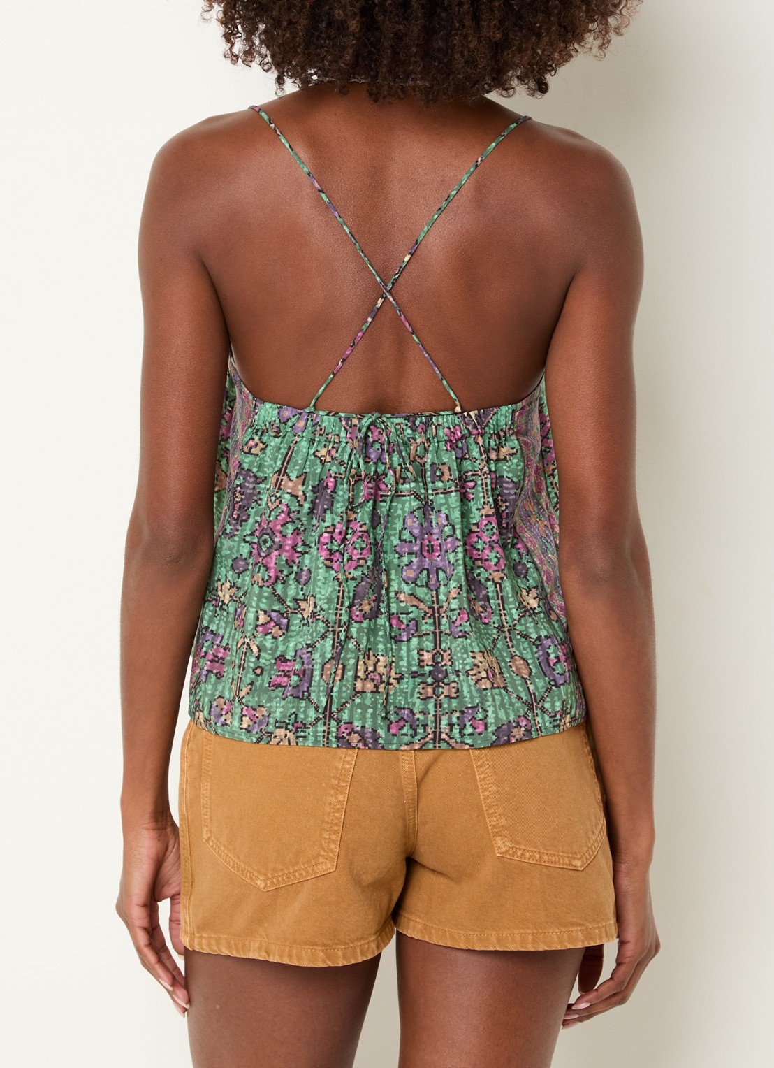 ba&sh Pamela top met print - achterkant 2 groen