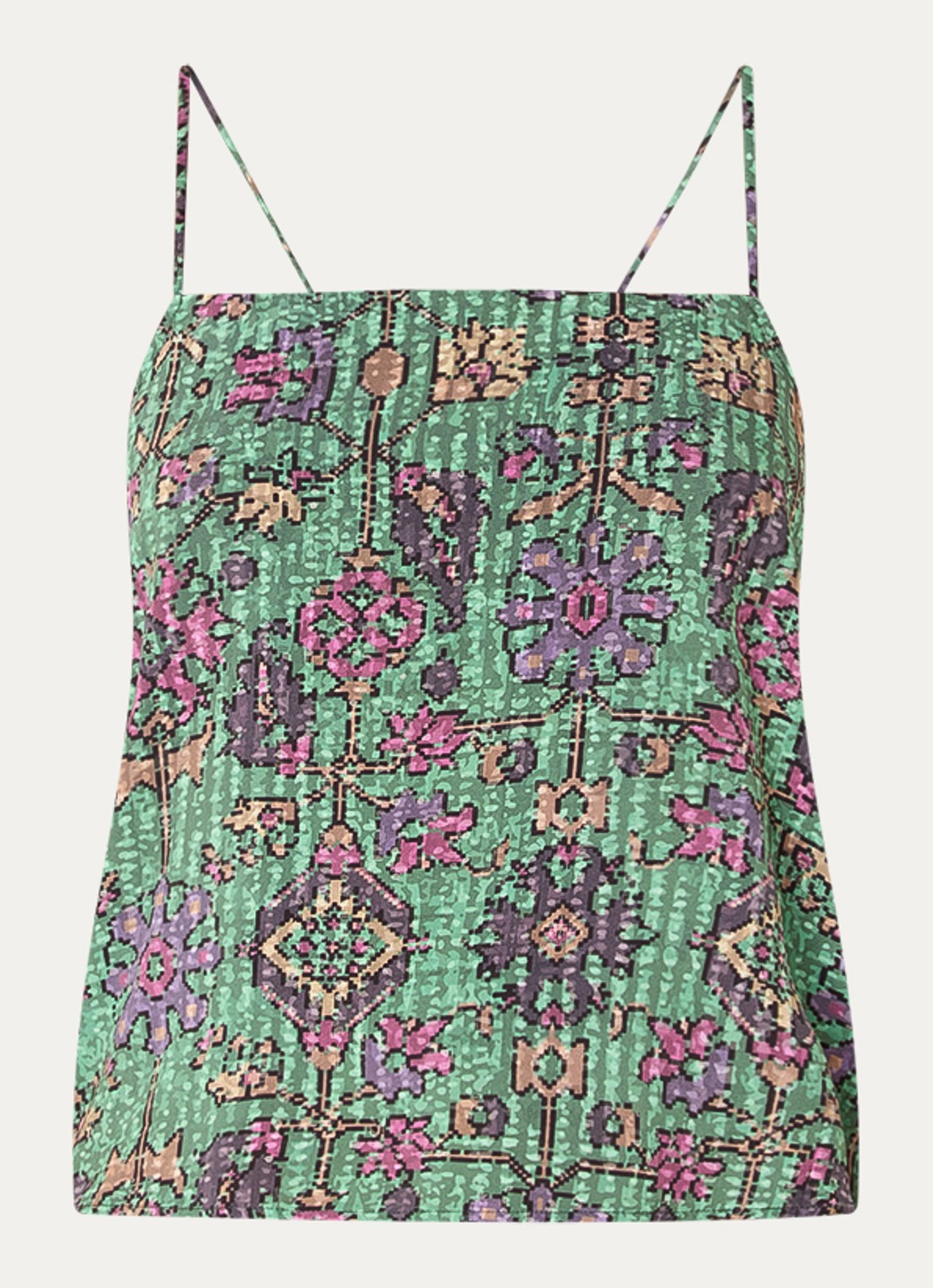 ba&sh Pamela top met print - voorkant 3 groen