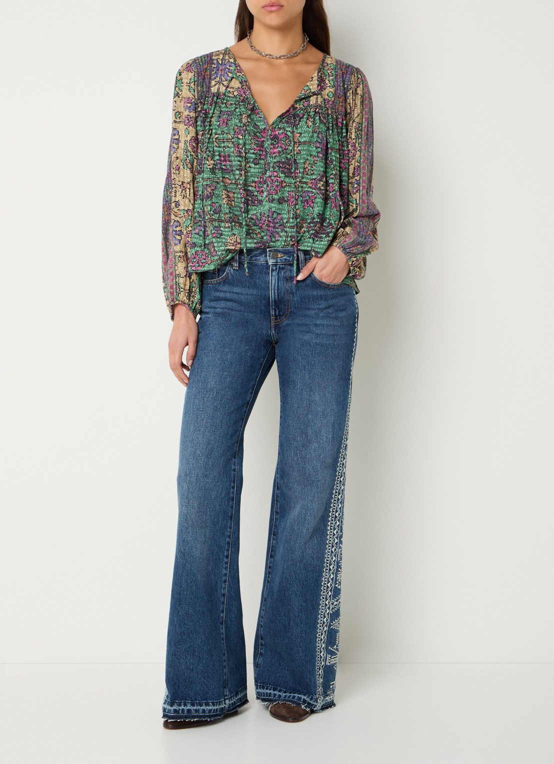 ba&sh Pamila tuniek met print - voorkant 3 groen