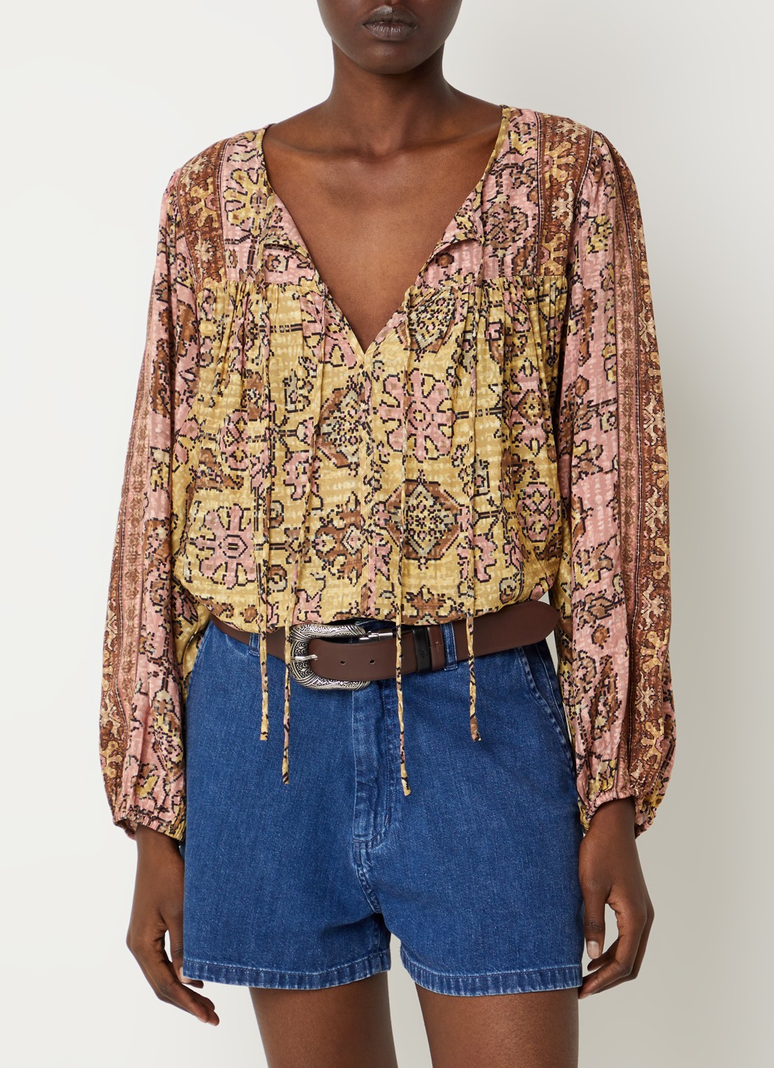 ba&sh Pamila tuniek met print - detail 2 roze
