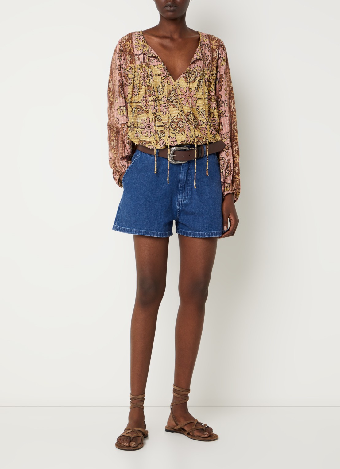 ba&sh Pamila tuniek met print - voorkant 4 roze