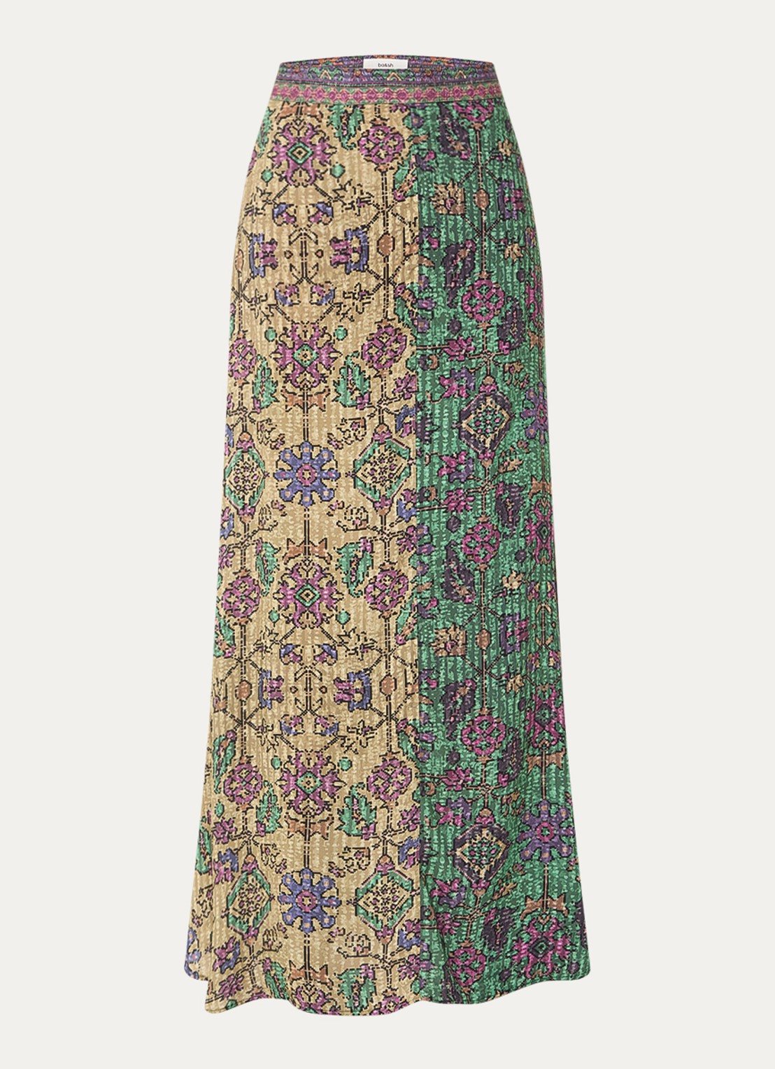 ba&sh Pario high waist maxi rok met print - voorkant 2 groen