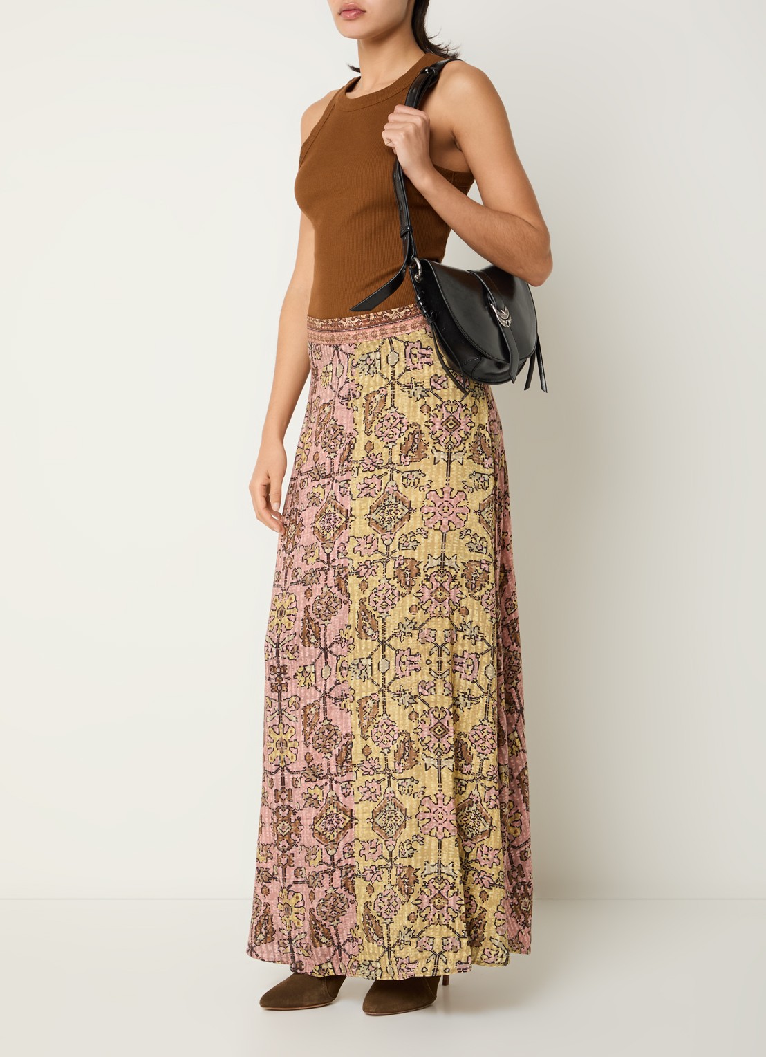 ba&sh Pario high waist maxi rok met print - voorkant 4 geel