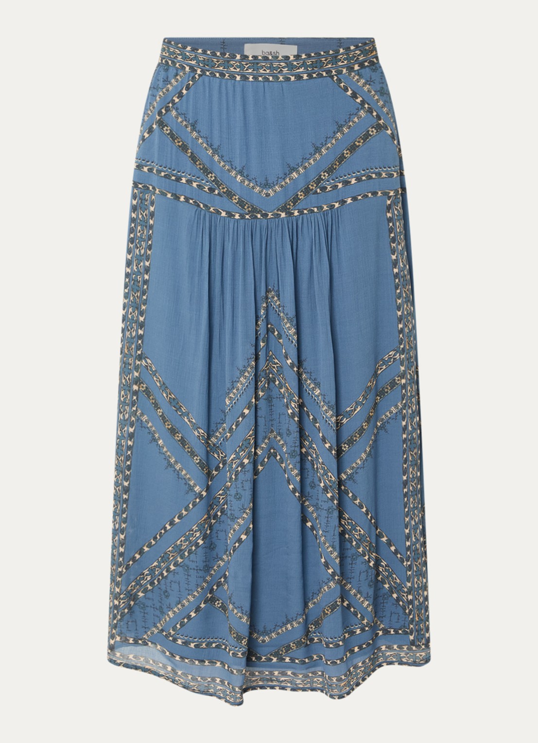 ba&sh Pearl midi rok met print - voorkant 3 blauwgrijs
