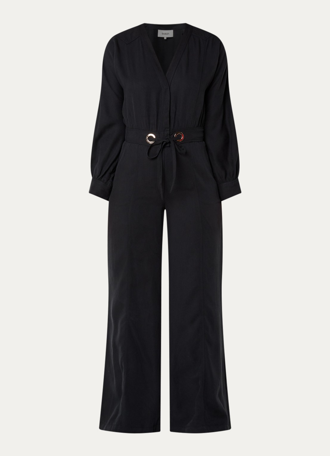 ba&sh Pere loose fit jumpsuit met ceintuur - voorkant 3 antraciet