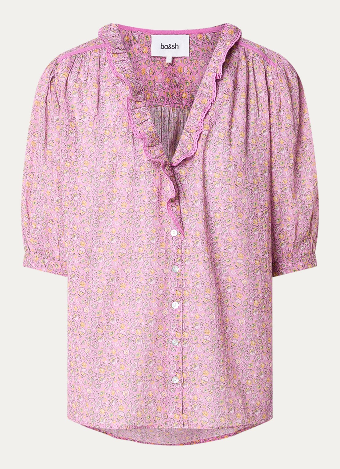 ba&sh Physalys blouse met bloemenprint - voorkant 2 roze