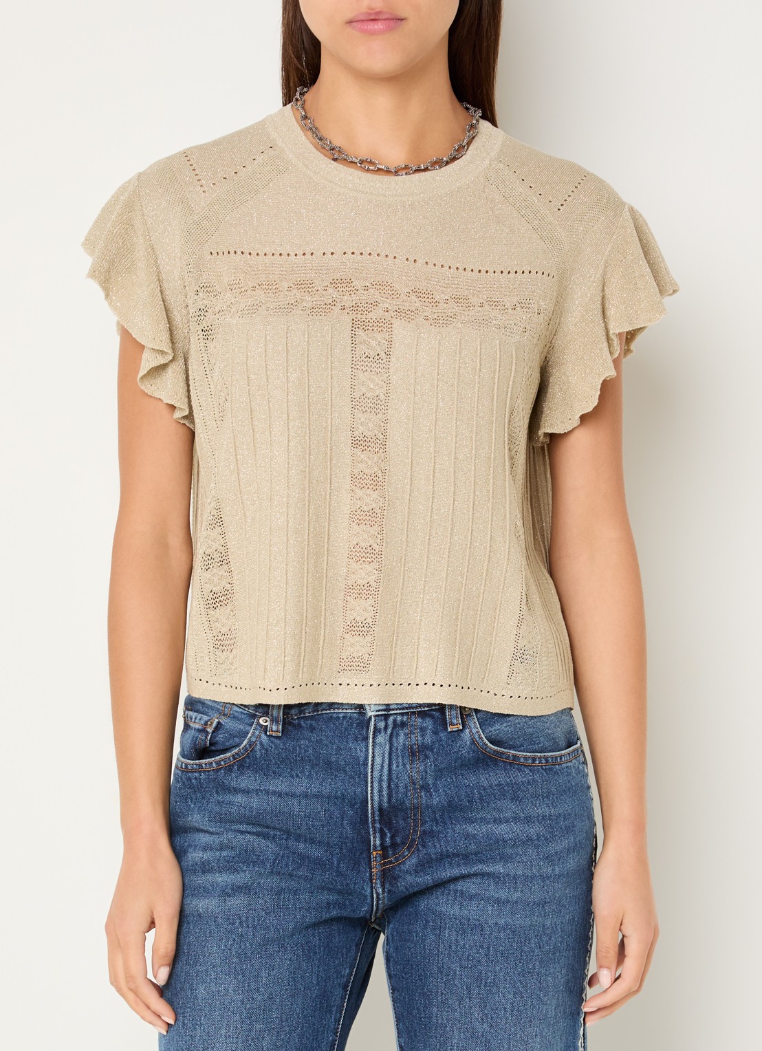 ba&sh Piera top met lurex en opengewerkt dessin - detail 3 goud