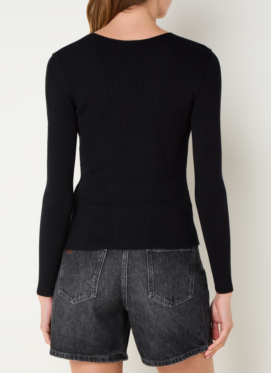 ba&sh Pietra ribgebreide trui met cut-out detail - achterkant zwart
