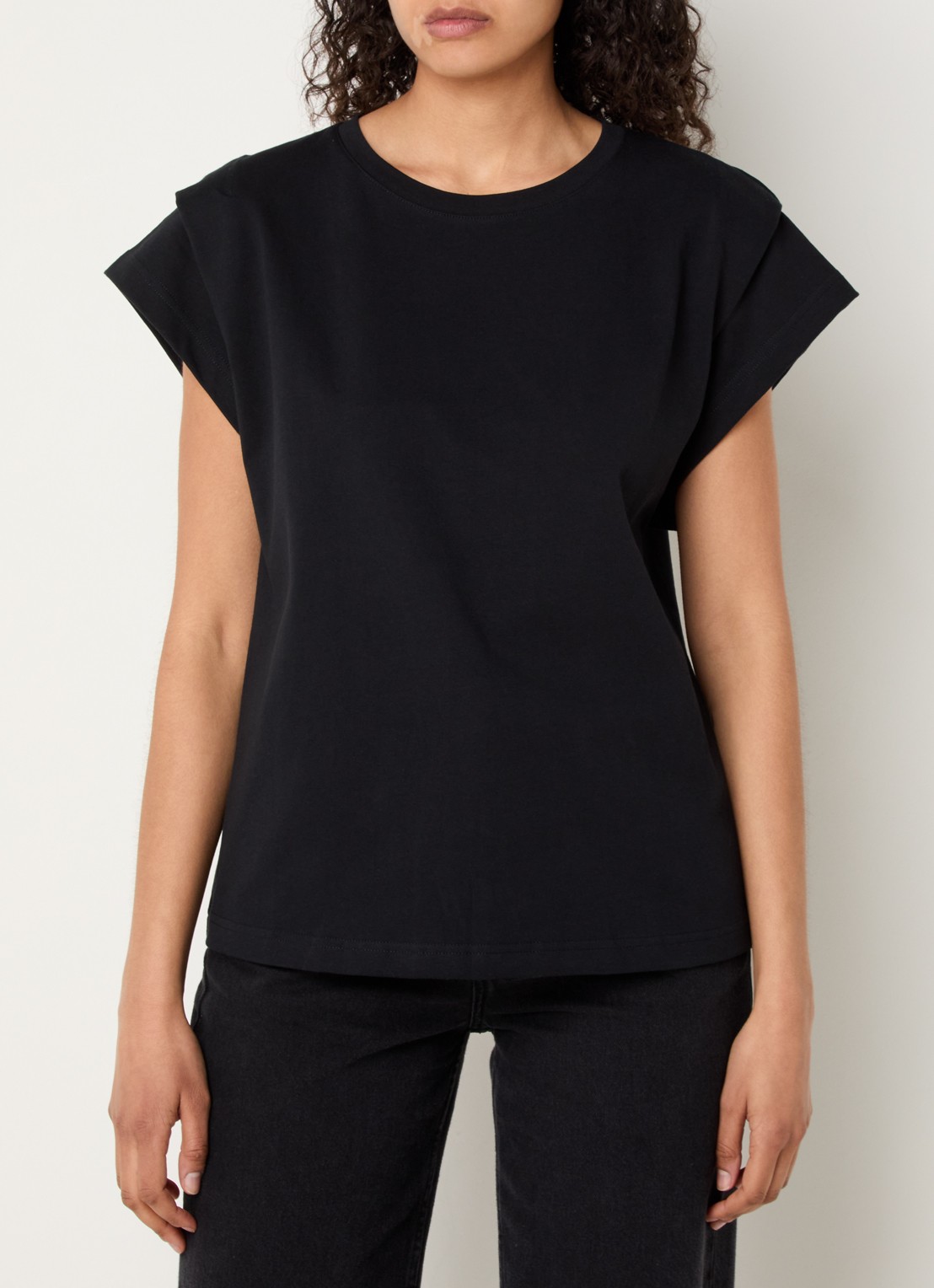 ba&sh Pio T-shirt met ronde hals - detail zwart