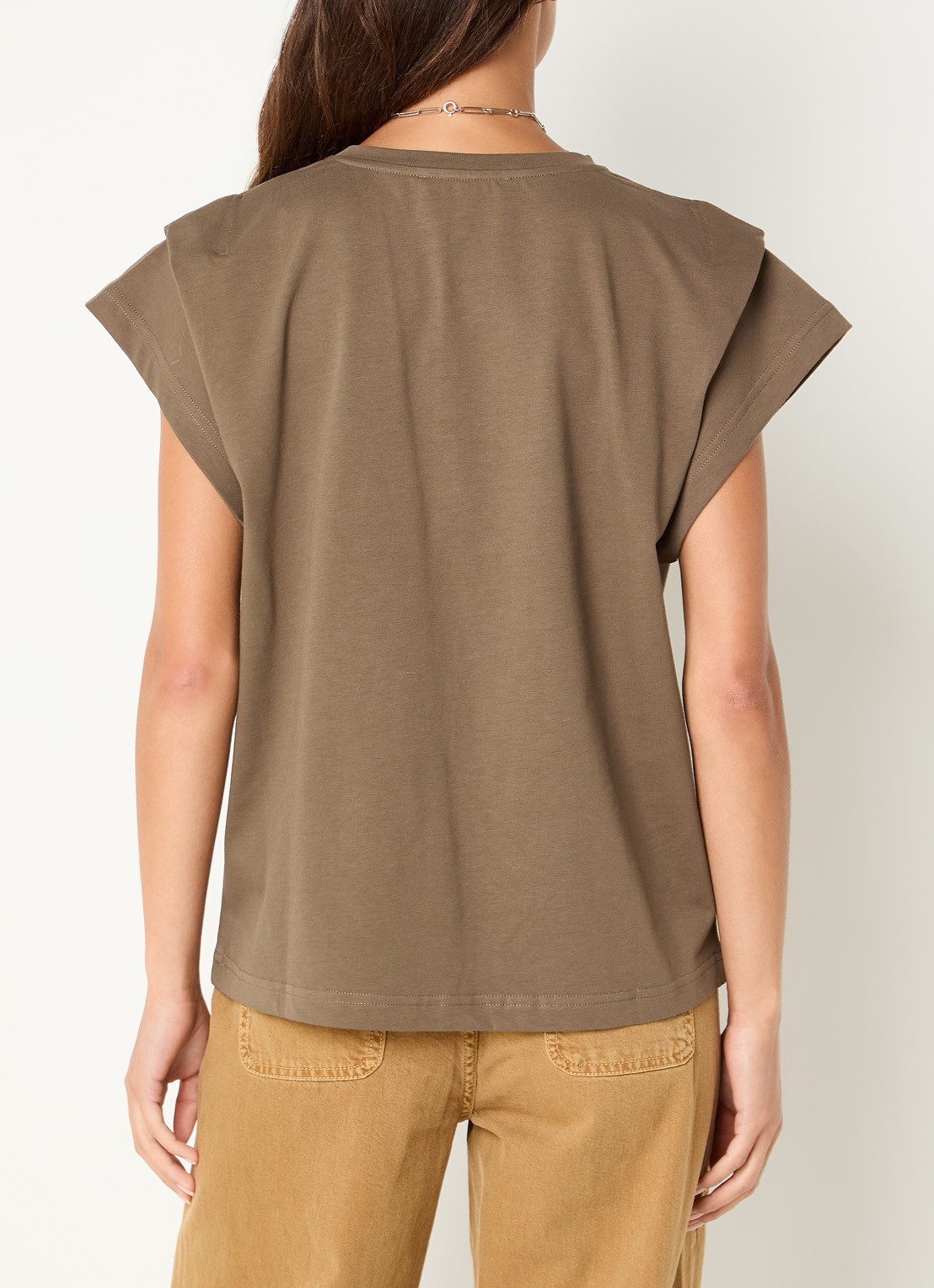 ba&sh Pio T-shirt met ronde hals - achterkant 4 zand