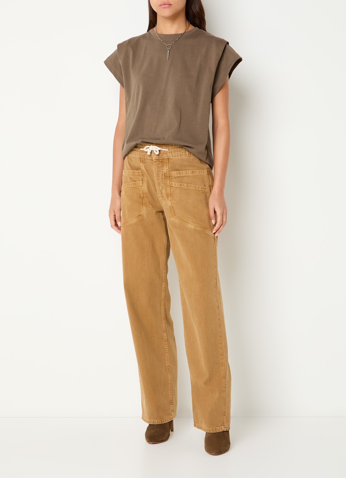 ba&sh Pio T-shirt met ronde hals - voorkant 2 zand