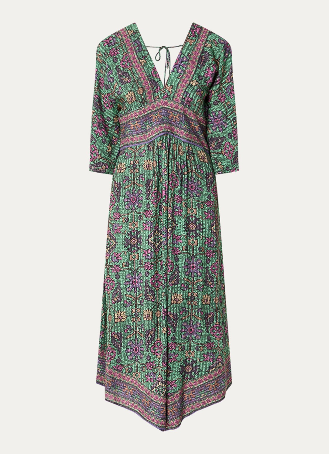 ba&sh Pipa midi jurk met cut-out detail en print - voorkant groen