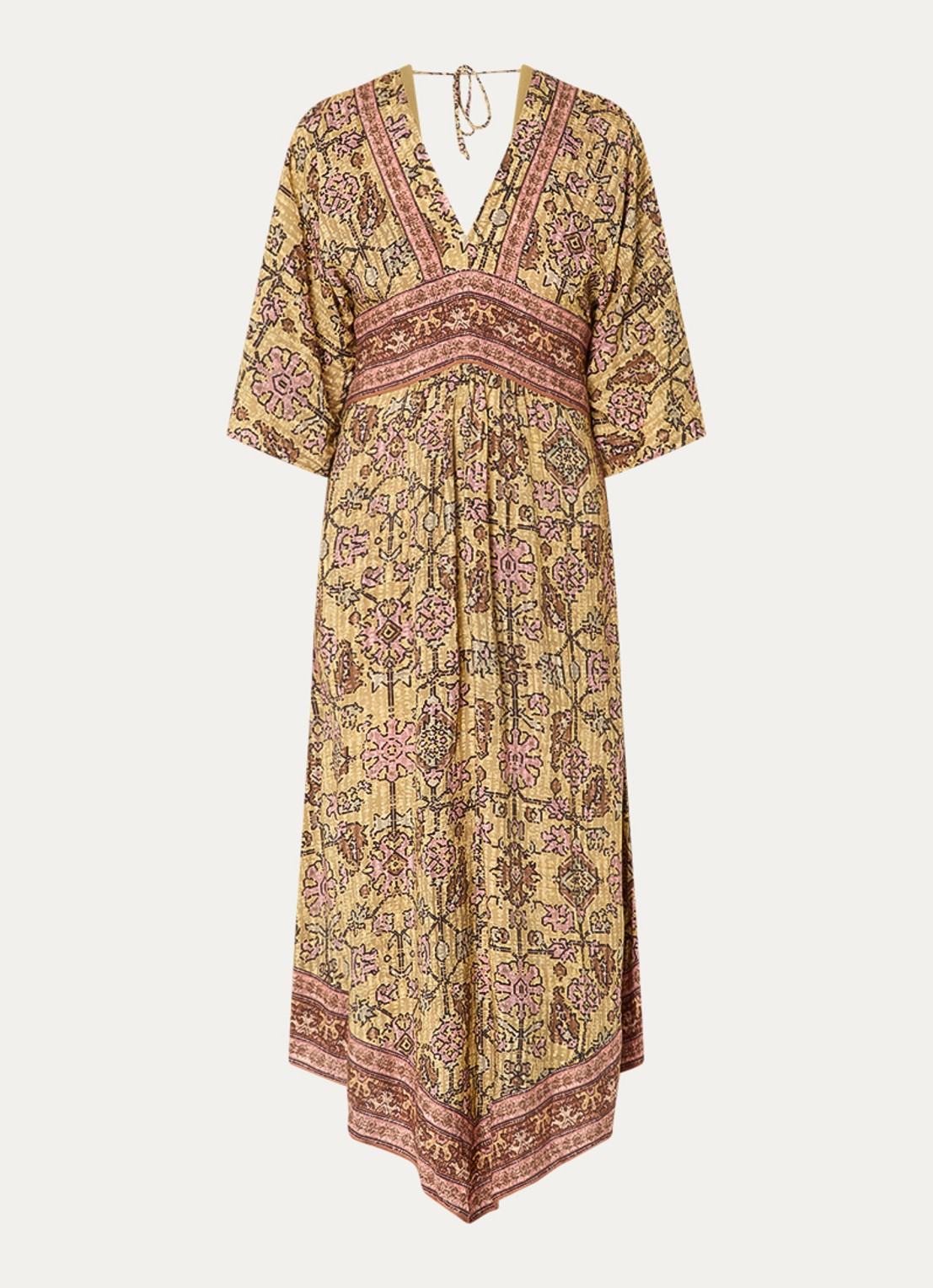 ba&sh Pipa midi jurk met cut-out detail en print - voorkant 2 geel