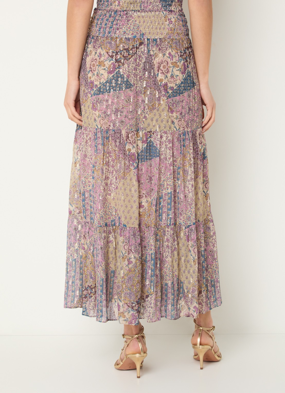 ba&sh Pitsy midi rok met lurex - achterkant oudroze