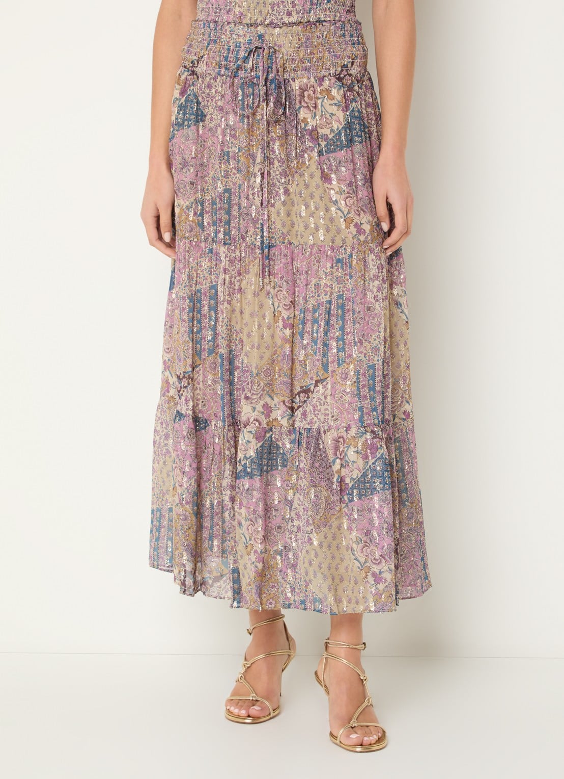 ba&sh Pitsy midi rok met lurex - detail 4 oudroze