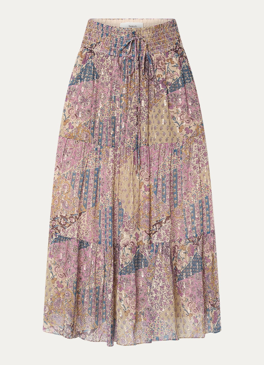 ba&sh Pitsy midi rok met lurex - voorkant 2 oudroze