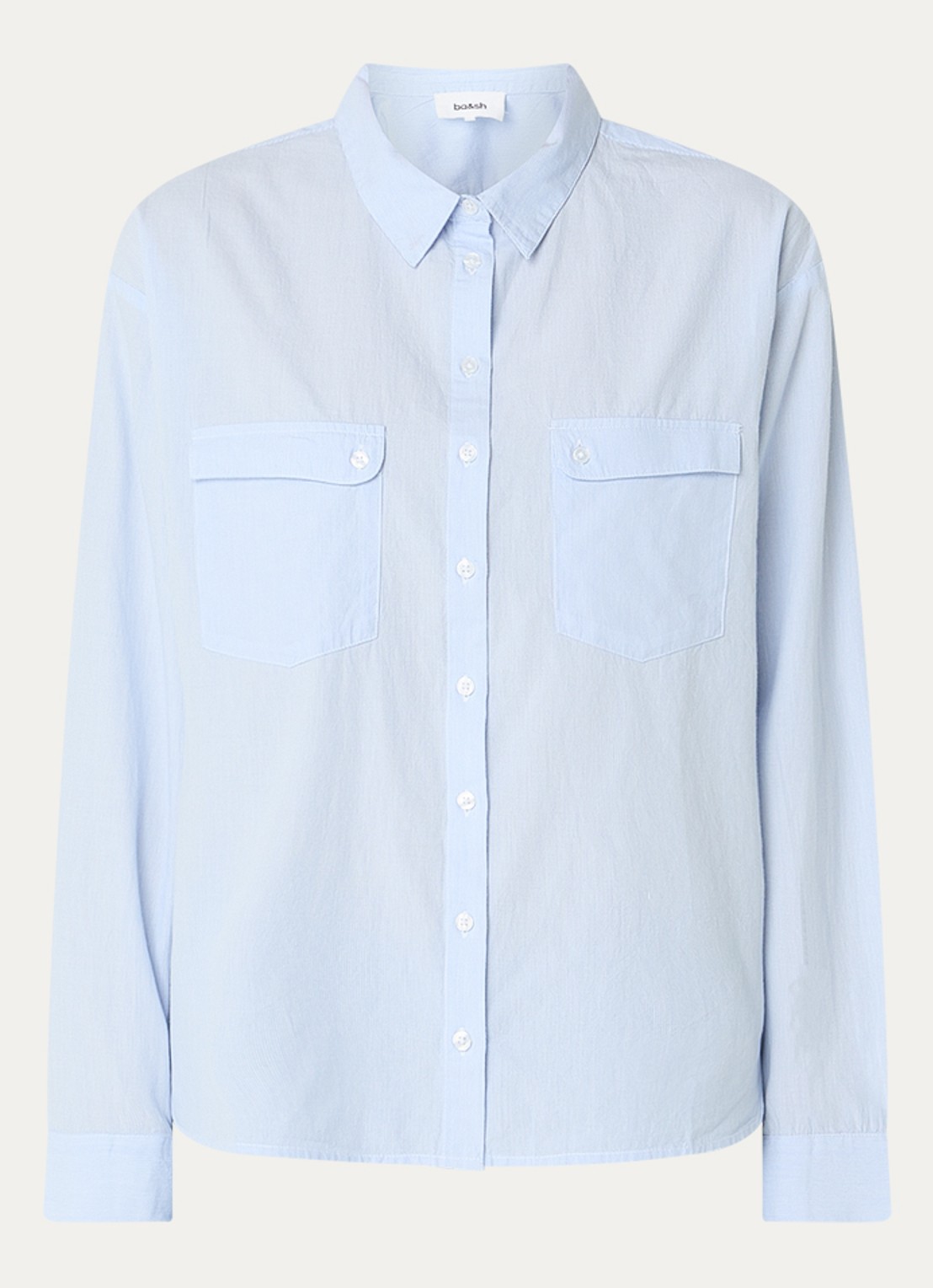 ba&sh Porzia blouse met streepprint - voorkant lichtblauw