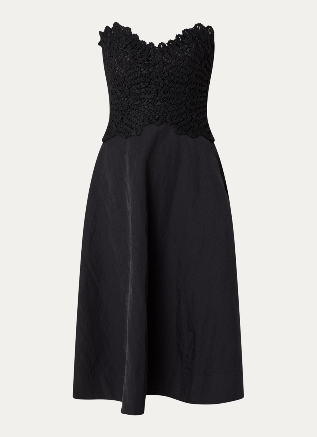 ba&sh Praina midi A-lijn jurk met details van crochet - voorkant 2 zwart