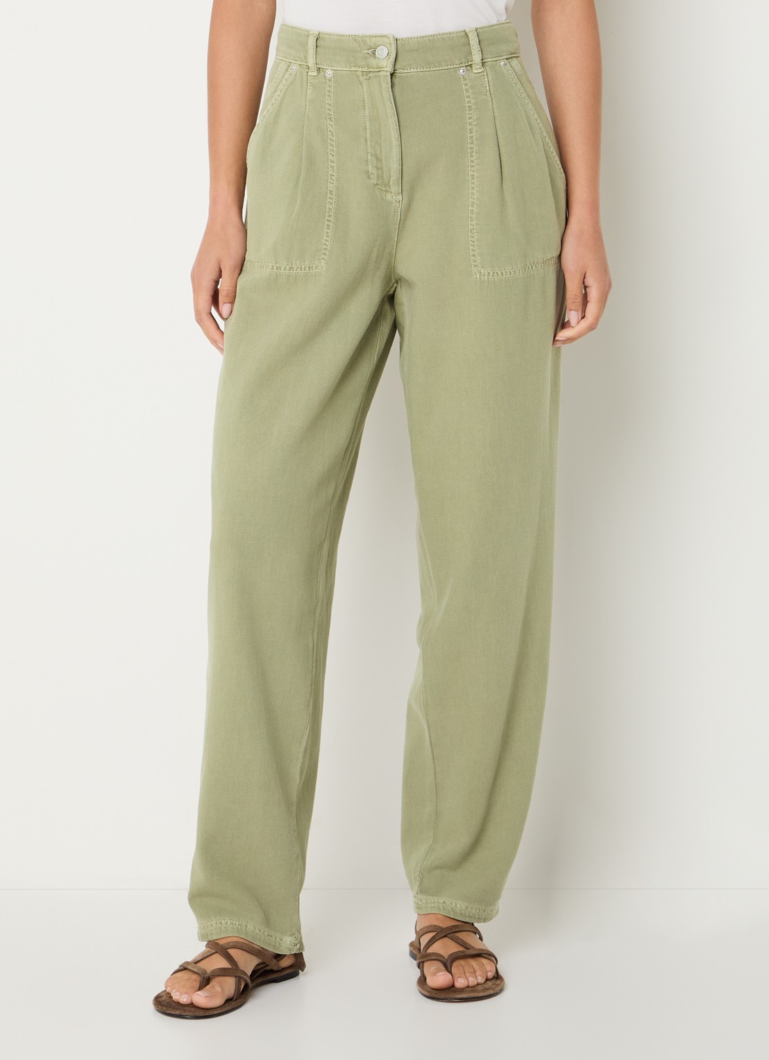 ba&sh Raja mid waist loose fit broek met steekzakken - detail 4 olijfgroen