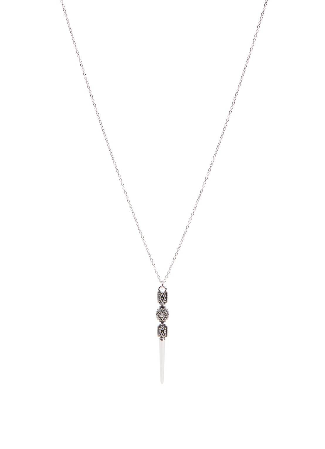 ba&sh Rene ketting met kristal - voorkant zilver