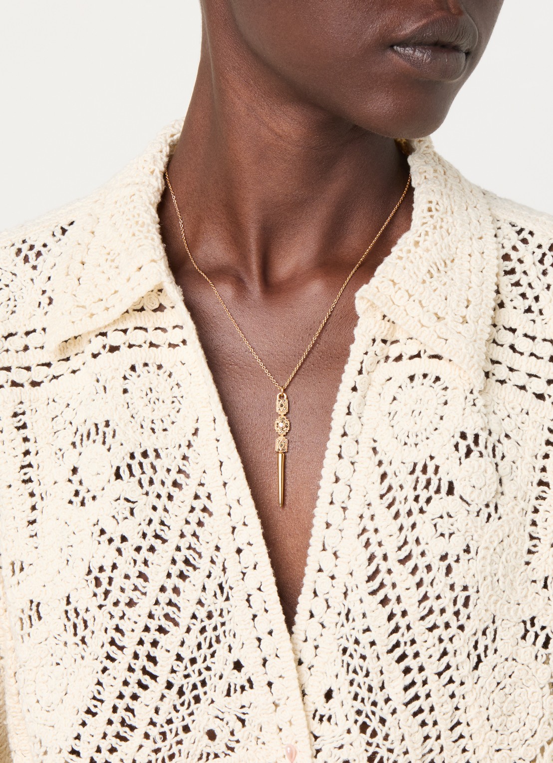 ba&sh Rene ketting met kristal - voorkant 5 goud