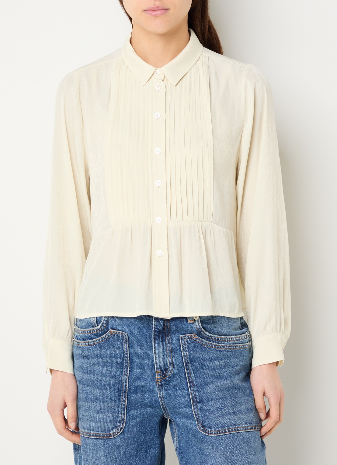 ba&sh Riata blouse met plissé - detail 4 creme