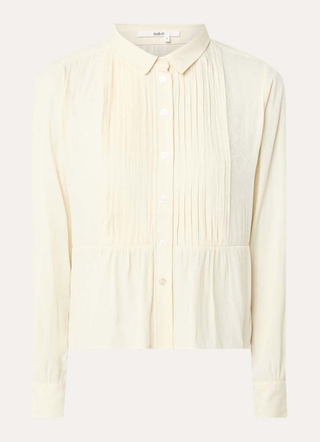 ba&sh Riata blouse met plissé - voorkant creme