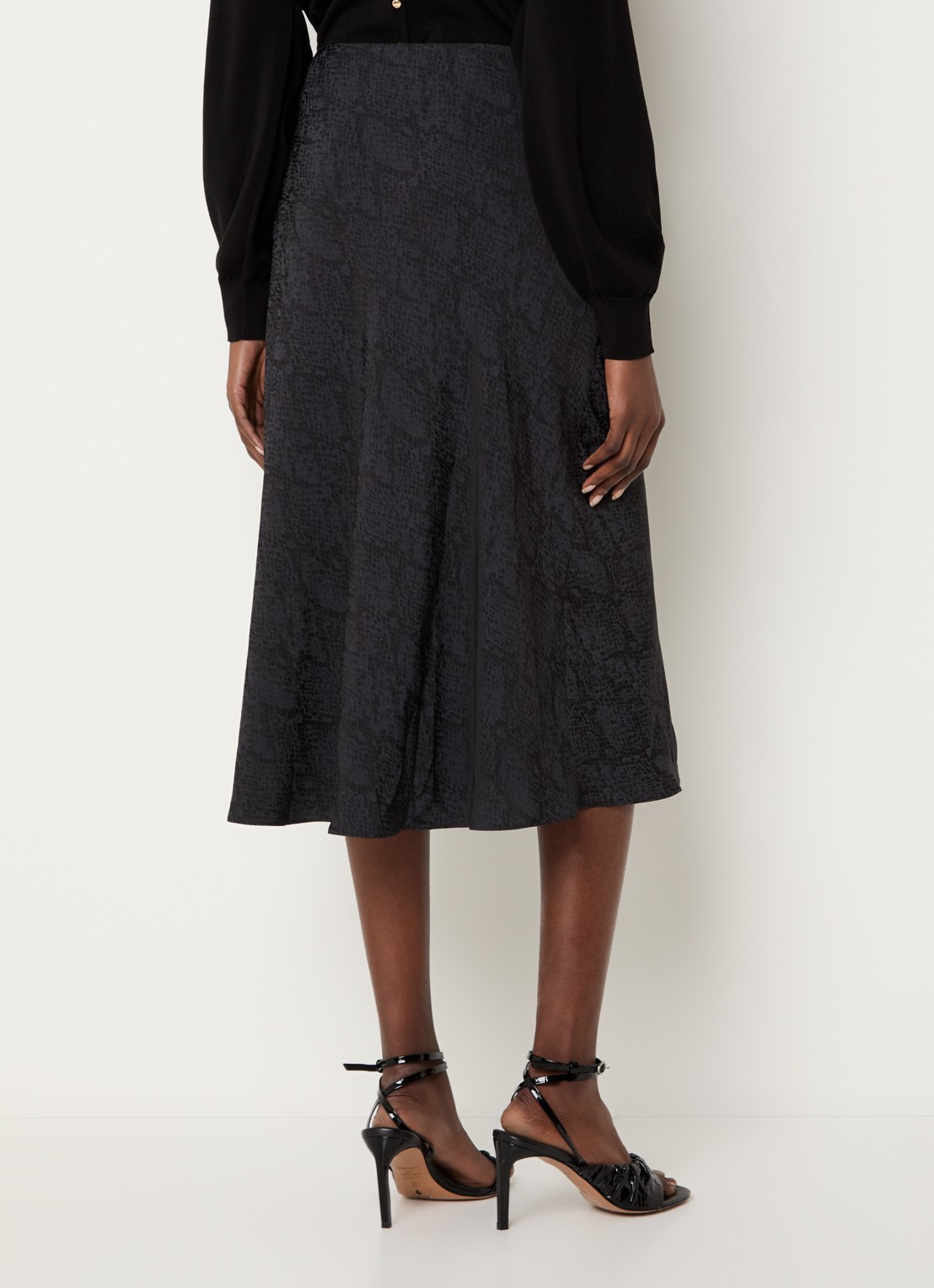 ba&sh Rista midi rok met slangenprint - achterkant zwart