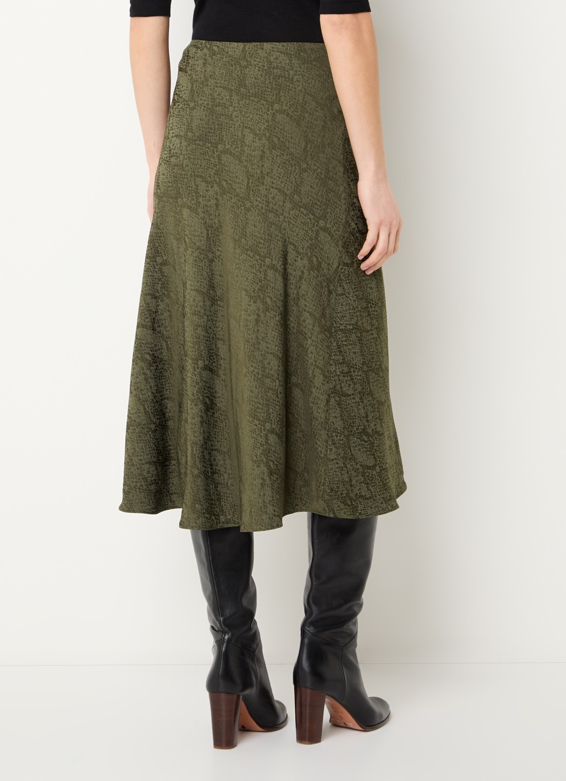 ba&sh Rista midi rok met slangenprint - achterkant legergroen