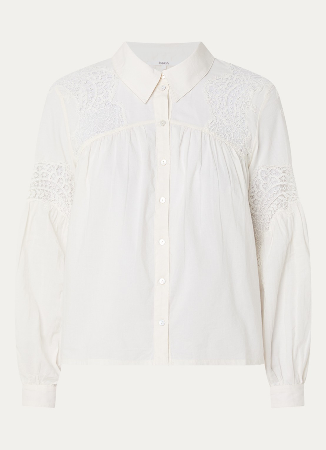 ba&sh Roseanne blouse met broderie - voorkant 2 gebroken wit