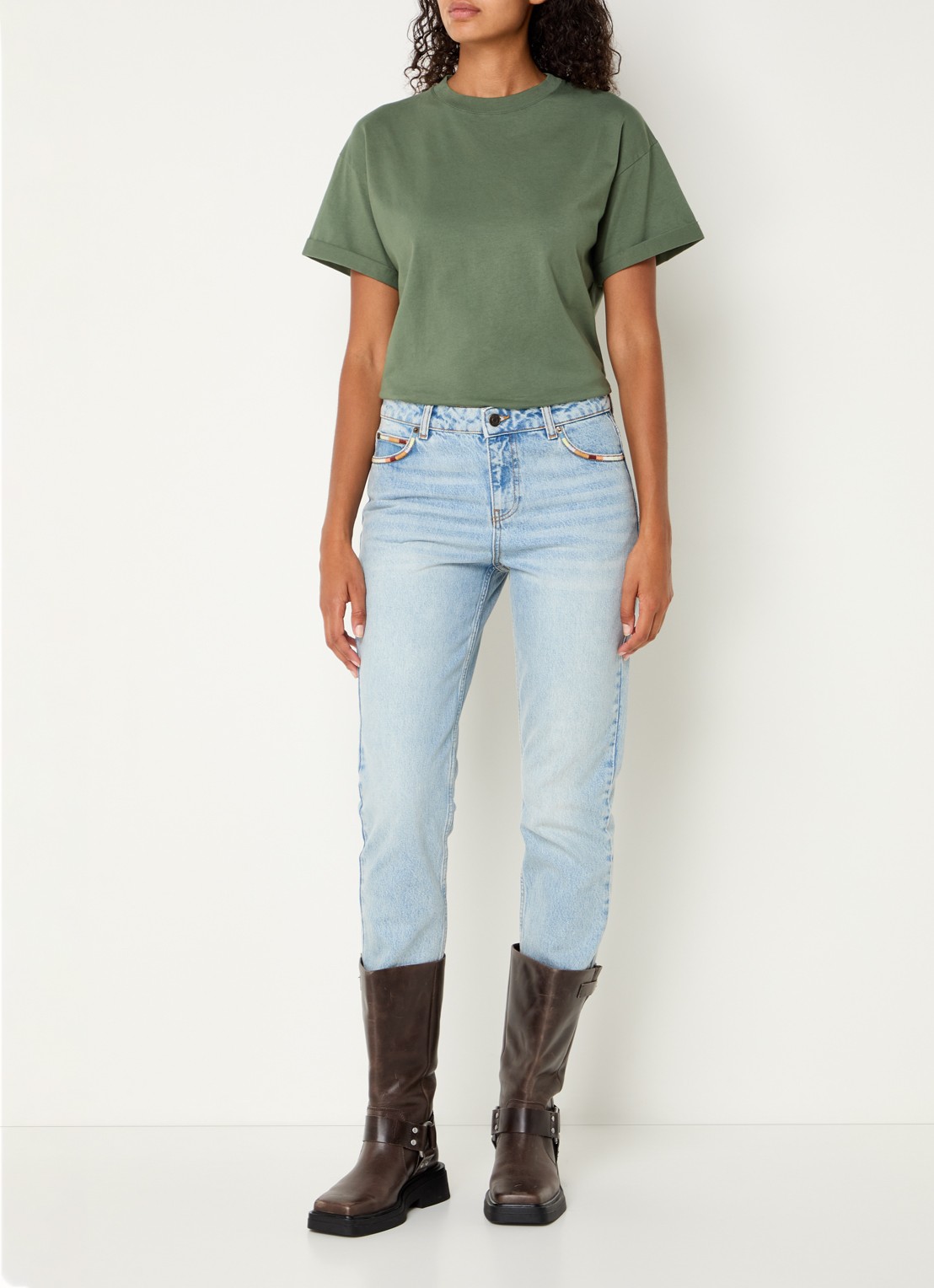 ba&sh Rosie T-shirt met ronde hals - voorkant 4 legergroen