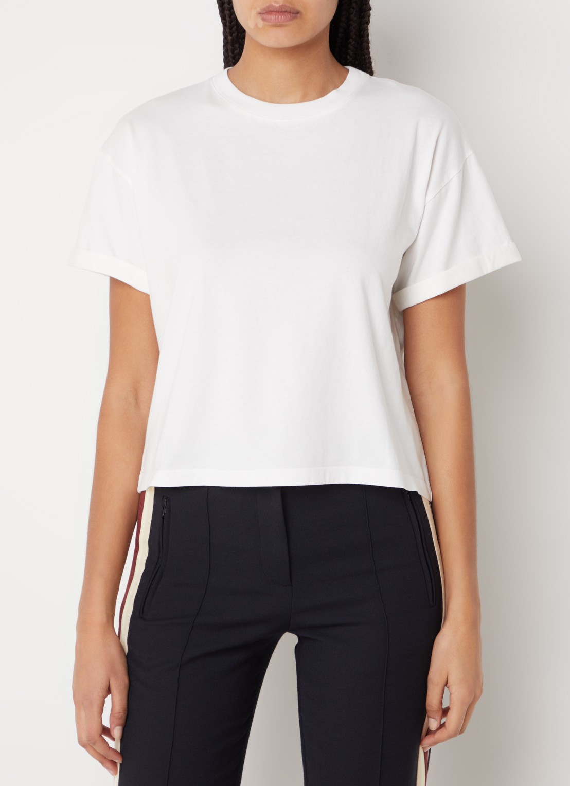ba&sh Rosie T-shirt met stretch - detail 4 gebroken wit