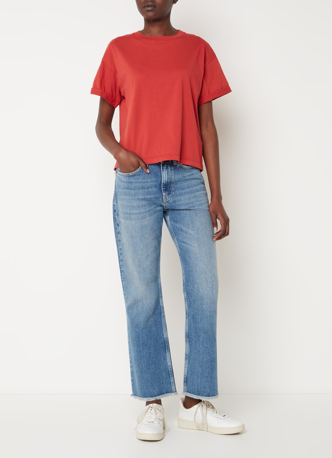 ba&sh Rosie T-shirt met stretch - voorkant 3 steenrood