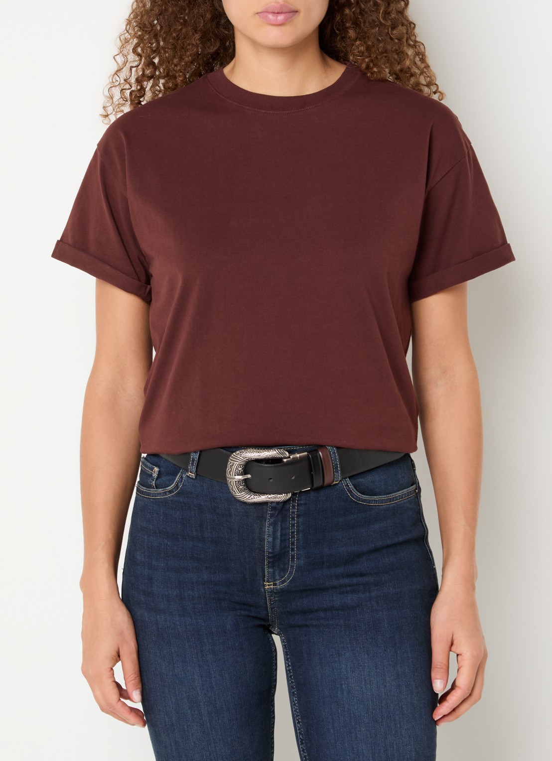 ba&sh Rosie T-shirt met stretch - detail bordeauxrood