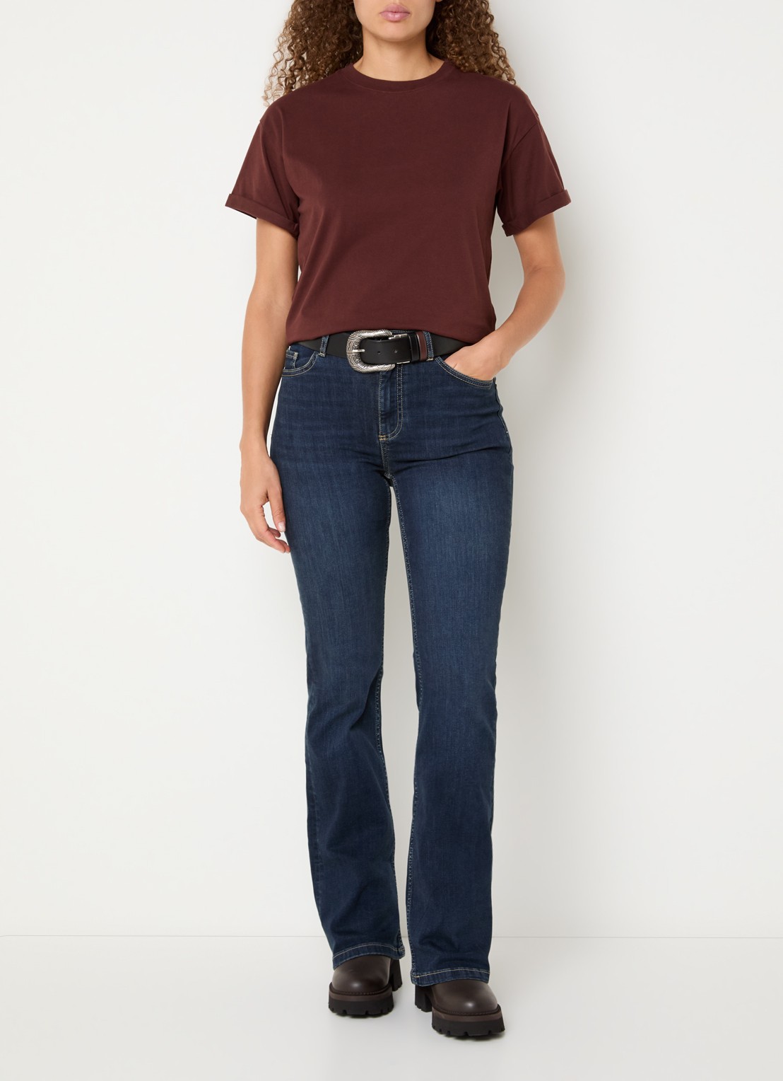 ba&sh Rosie T-shirt met stretch - voorkant 4 bordeauxrood