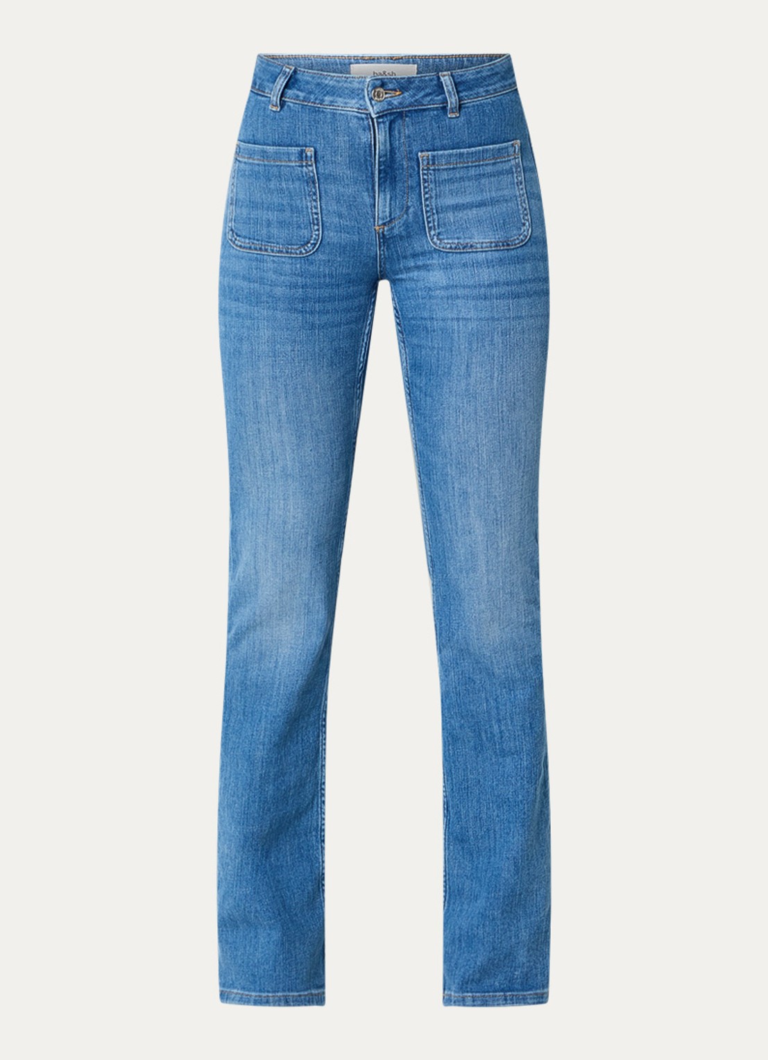 ba&sh Ross high waist slim fit jeans met medium wassing - voorkant indigo