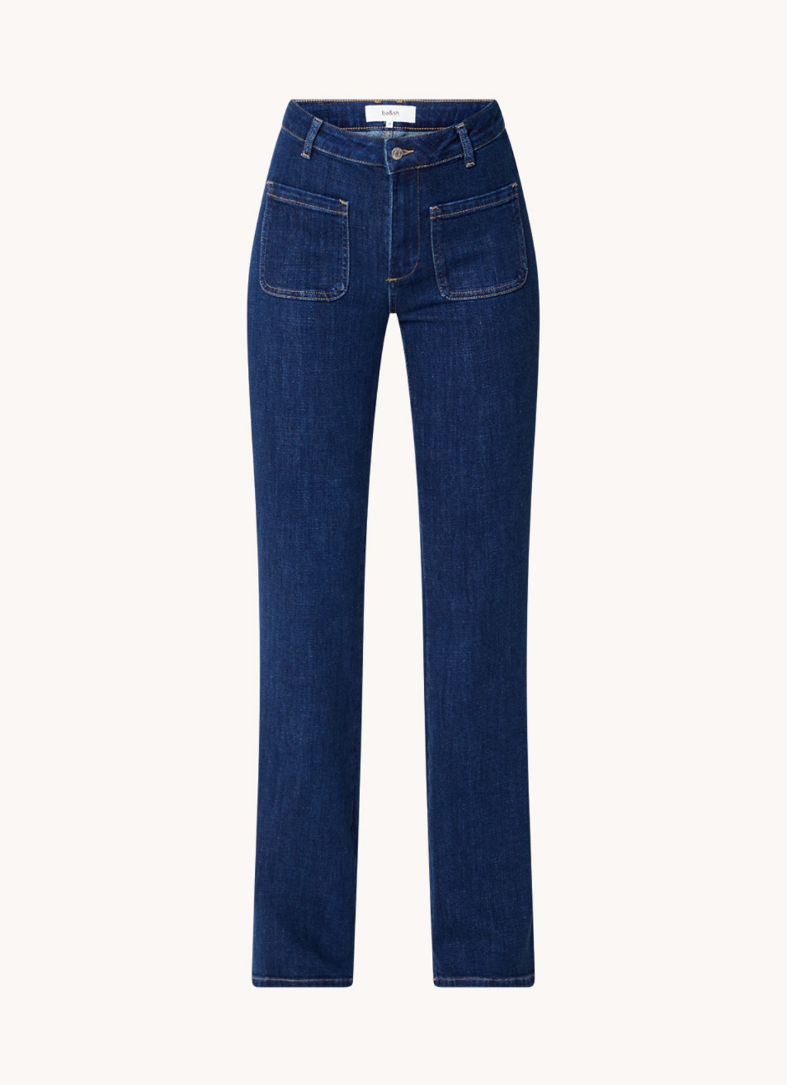 ba&sh Ross mid waist bootcut jeans met donkere wassing - voorkant 2 indigo