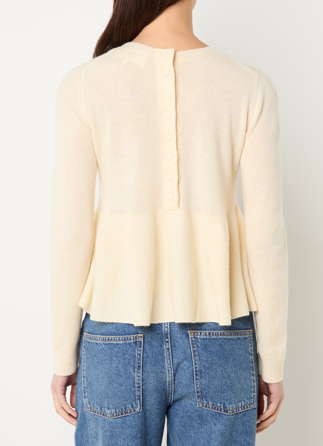 ba&sh Salama fijngebreide pullover in wolblend - achterkant 2 lichtgeel