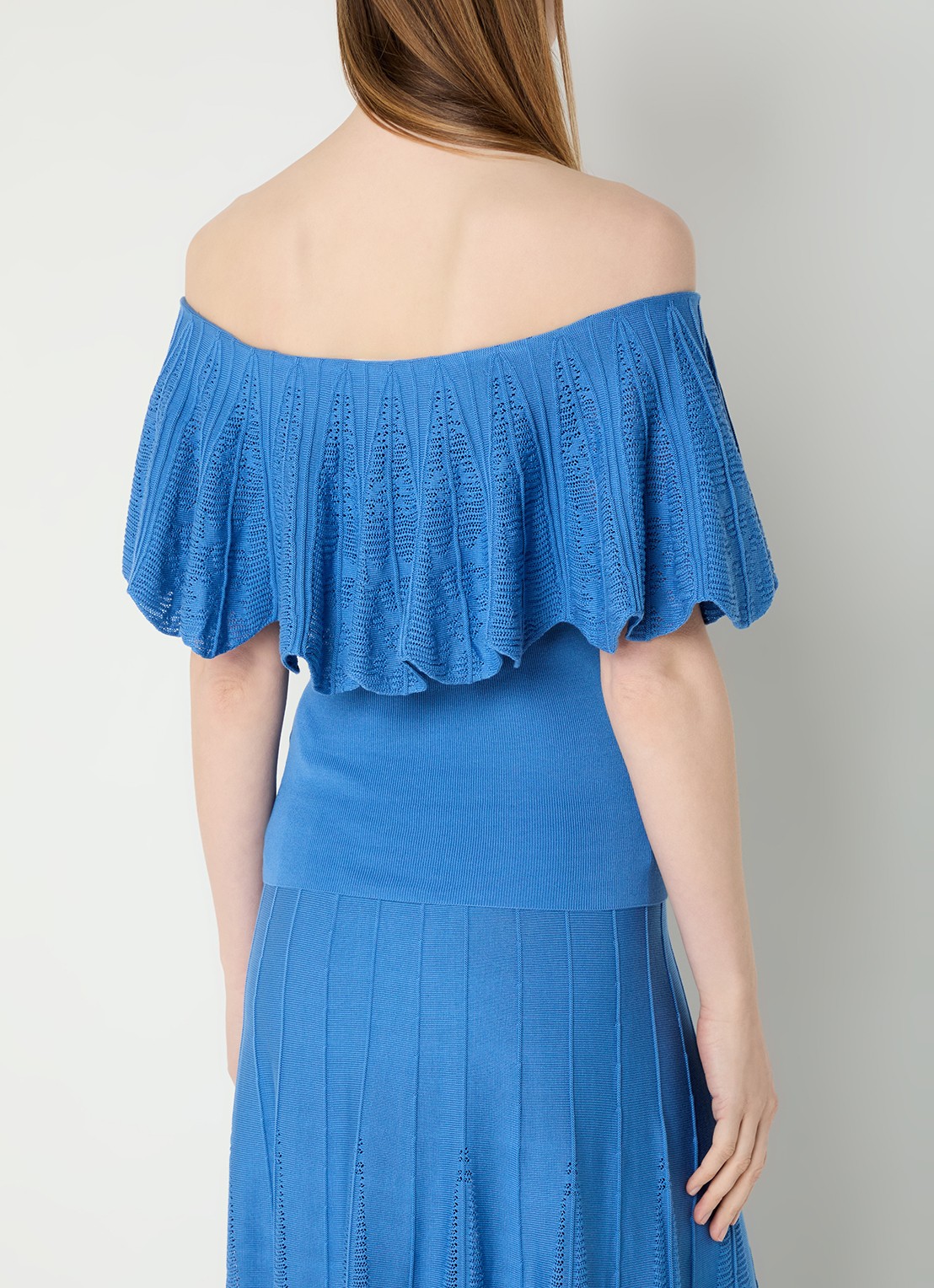 ba&sh Salda grofgebreide top met ingebreid patroon - achterkant blauw