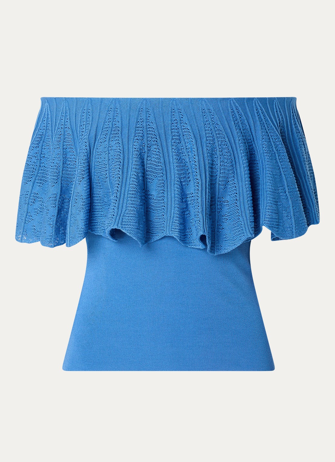ba&sh Salda grofgebreide top met ingebreid patroon - voorkant 3 blauw