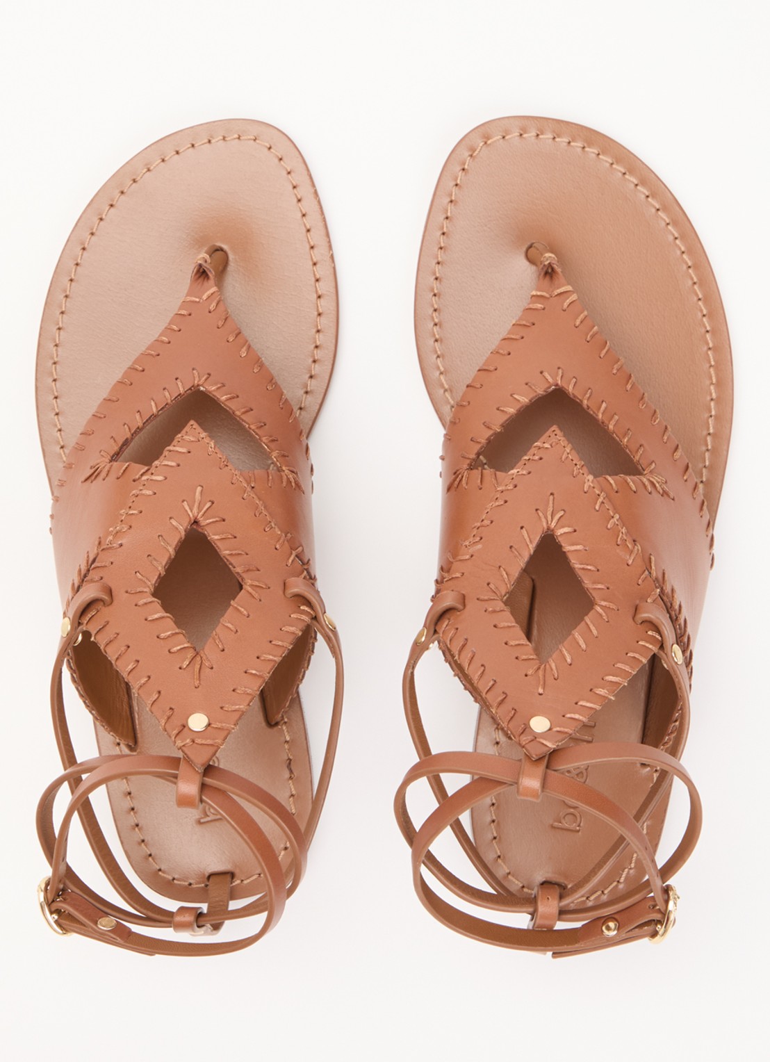 ba&sh Sandaal van leer - detail 4 cognac