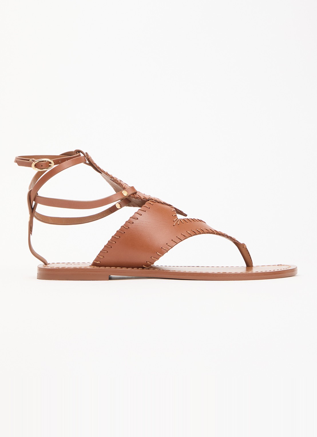 ba&sh Sandaal van leer - voorkant cognac
