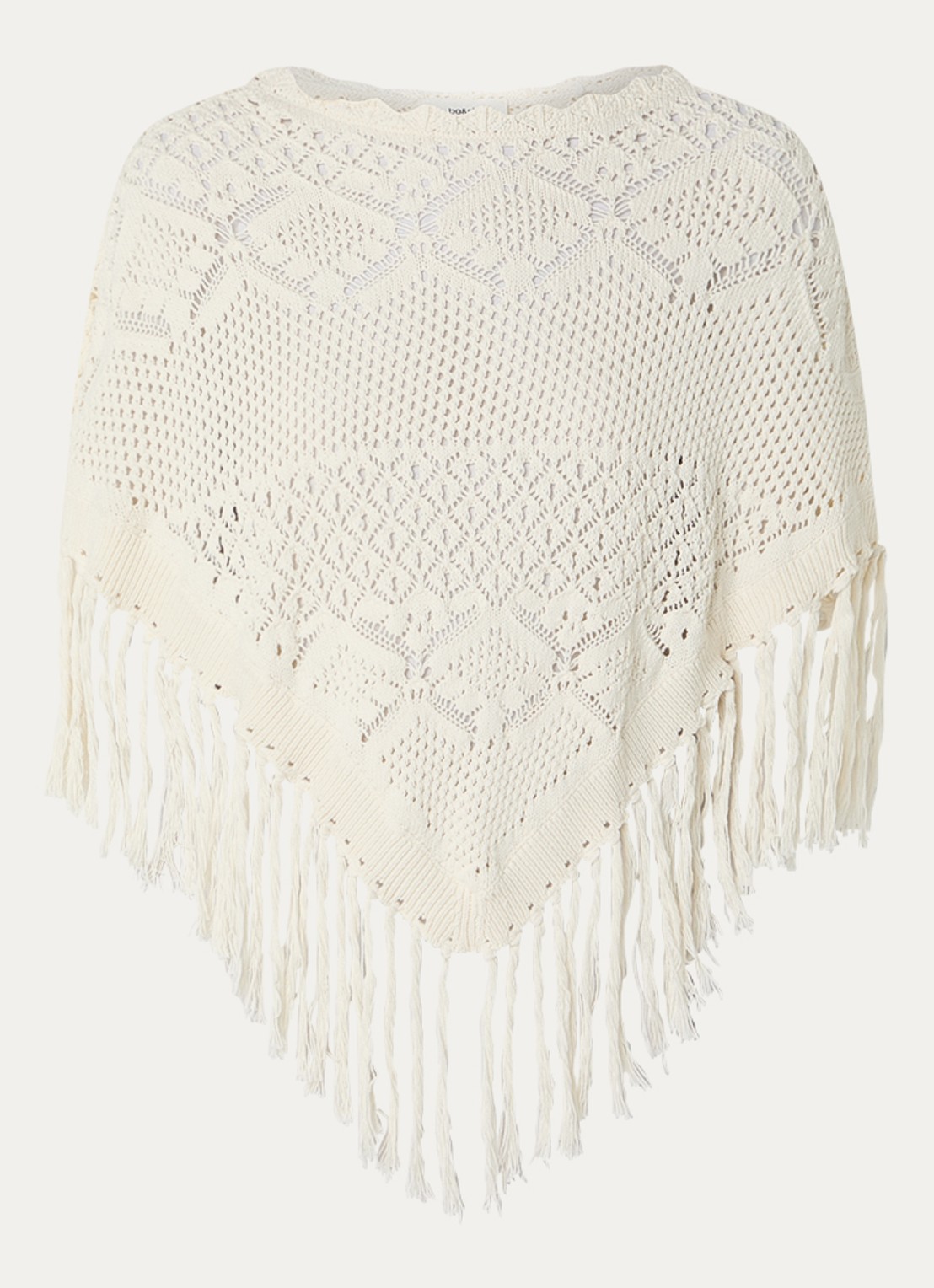 ba&sh Sandy grofgebreide poncho met broderie - voorkant 2 gebroken wit