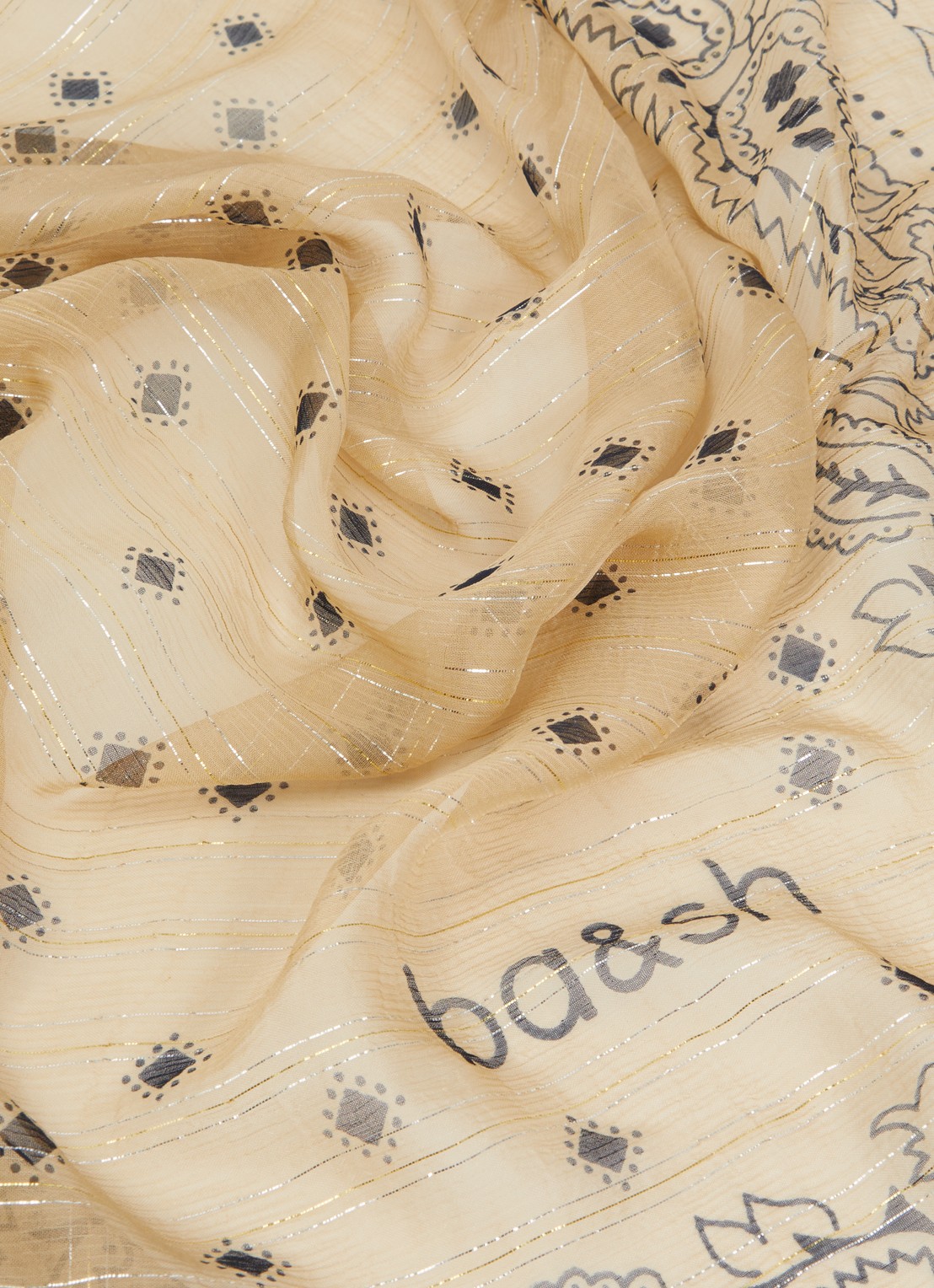ba&sh Saria sjaal 95 x 95 cm  - detail 3 beige
