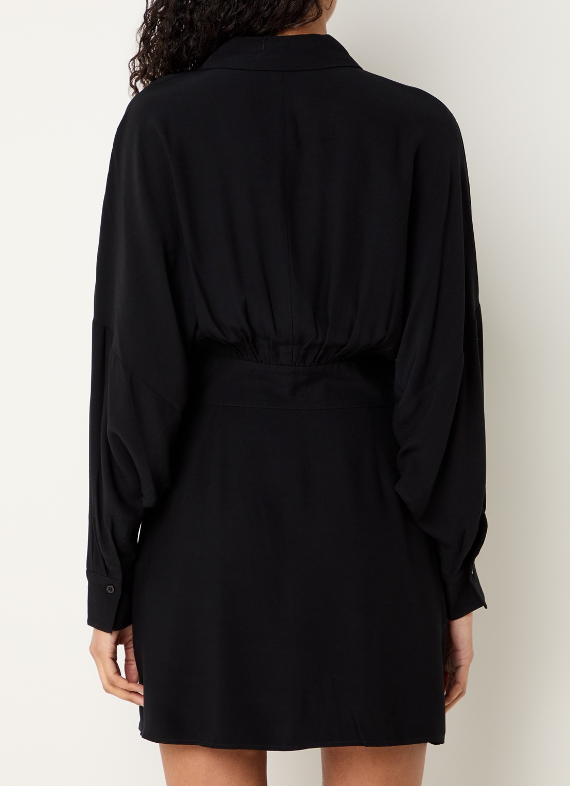ba&sh Sayana mini blousejurk met vleermuismouw - achterkant zwart